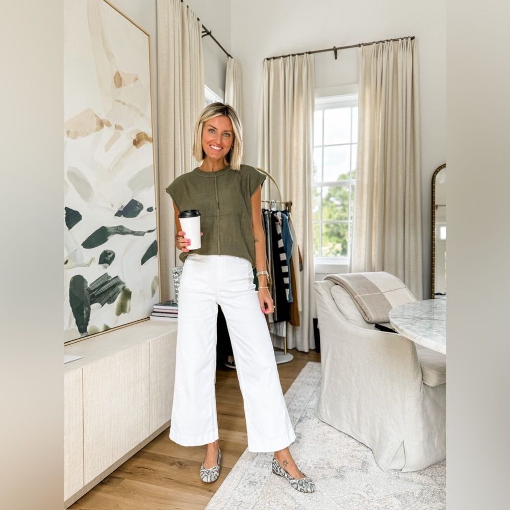 SPANX White Wide-Leg Cropped Pants
